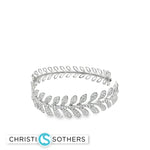 Load image into Gallery viewer, 18KT White Gold Diamond Leaf Bangle (2.59 cttw diamonds)