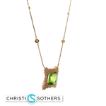 Load image into Gallery viewer, 18KT Yellow Gold Cushion-Cut Peridot Charm Necklace with Diamond Accents (9.70 ct)