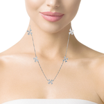 Load image into Gallery viewer, Floral Pear-Shaped Diamond Necklace in White Gold over Silver