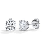Load image into Gallery viewer, 14KT w/g Certified Lab-Grown Ideal Cut Round Diamond Basket Pushback Earrings (4.18 CTTW)