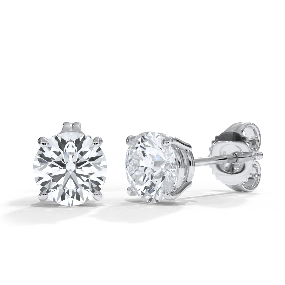 14KT w/g Certified Lab-Grown Ideal Cut Round Diamond Basket Pushback Earrings (5.56 CTTW)