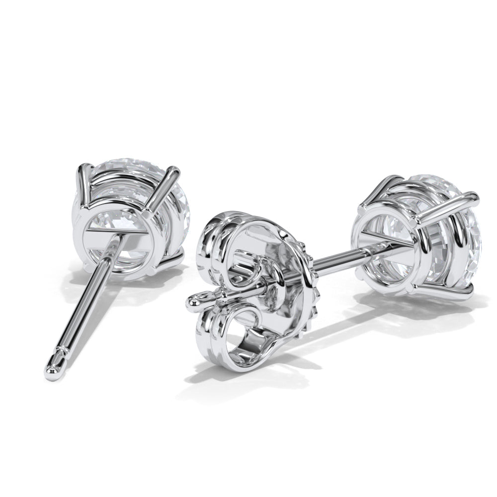 14KT w/g Certified Lab-Grown Ideal Cut Round Diamond Basket Pushback Earrings (5.56 CTTW)
