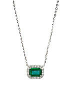 Load image into Gallery viewer, Radiant Emerald Cut White Gold Necklace with Diamond Frame