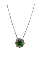 Load image into Gallery viewer, Radiant Green Elegant White Gold Emerald and Diamond Necklace