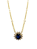 Load image into Gallery viewer, Sunburst Yellow Gold Sapphire and Diamond Necklace