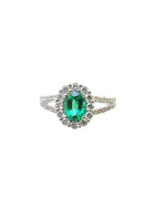 Load image into Gallery viewer, 18KT White Gold Enchanted Emerald Diamond Ring