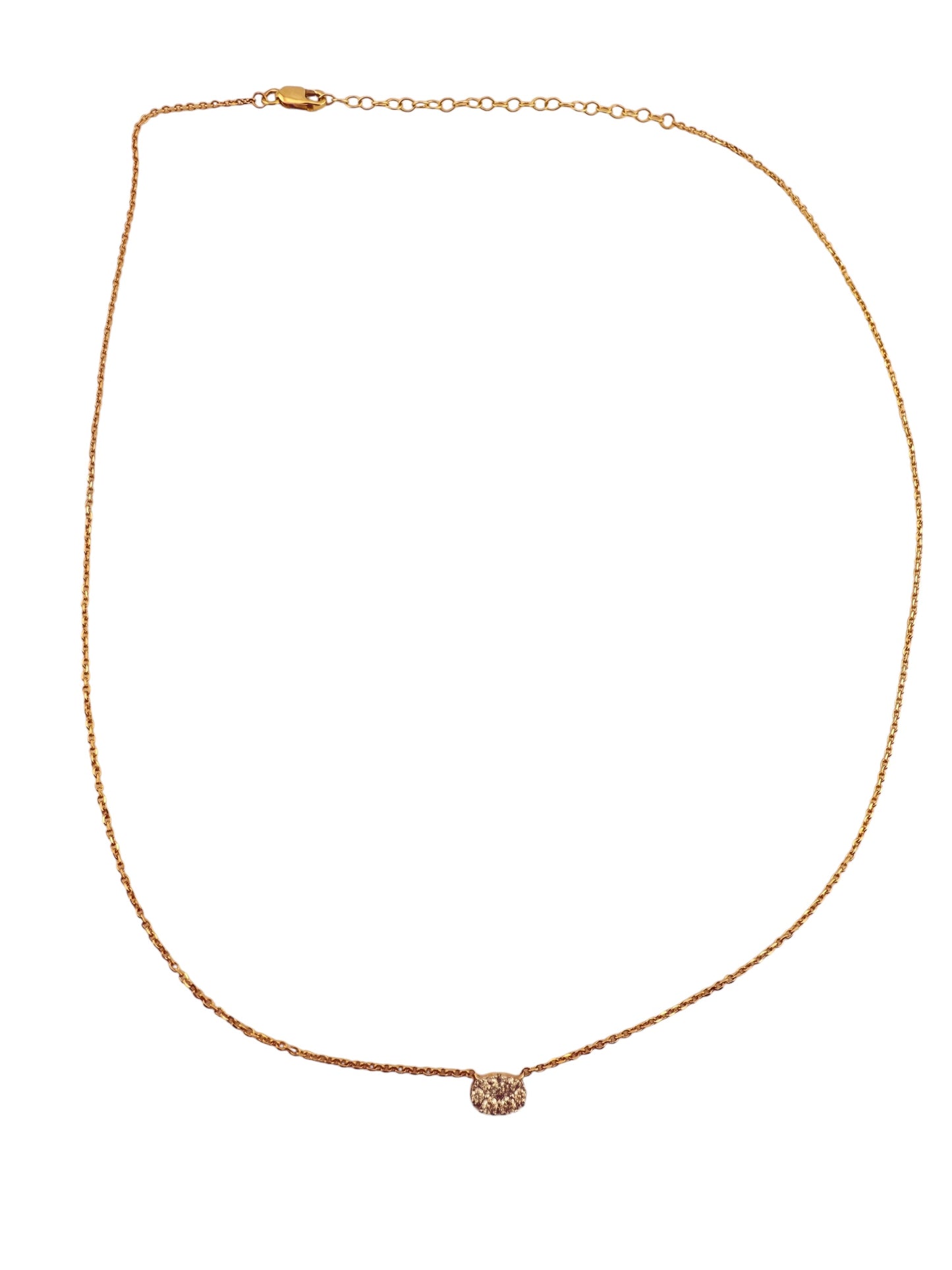 14K Yellow Gold Oval Cluster Necklace — .25ct Round Diamonds