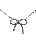 Load image into Gallery viewer, 14KT White Gold Diamond Bowtie Necklace — 0.13ct Diamonds