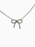 Load image into Gallery viewer, 14KT White Gold Diamond Bowtie Necklace — 0.13ct Diamonds