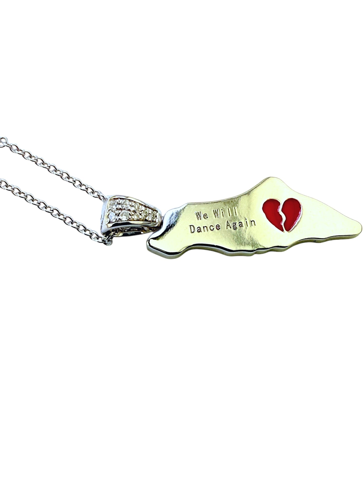 14KT Israel Map Pendant with Diamonds