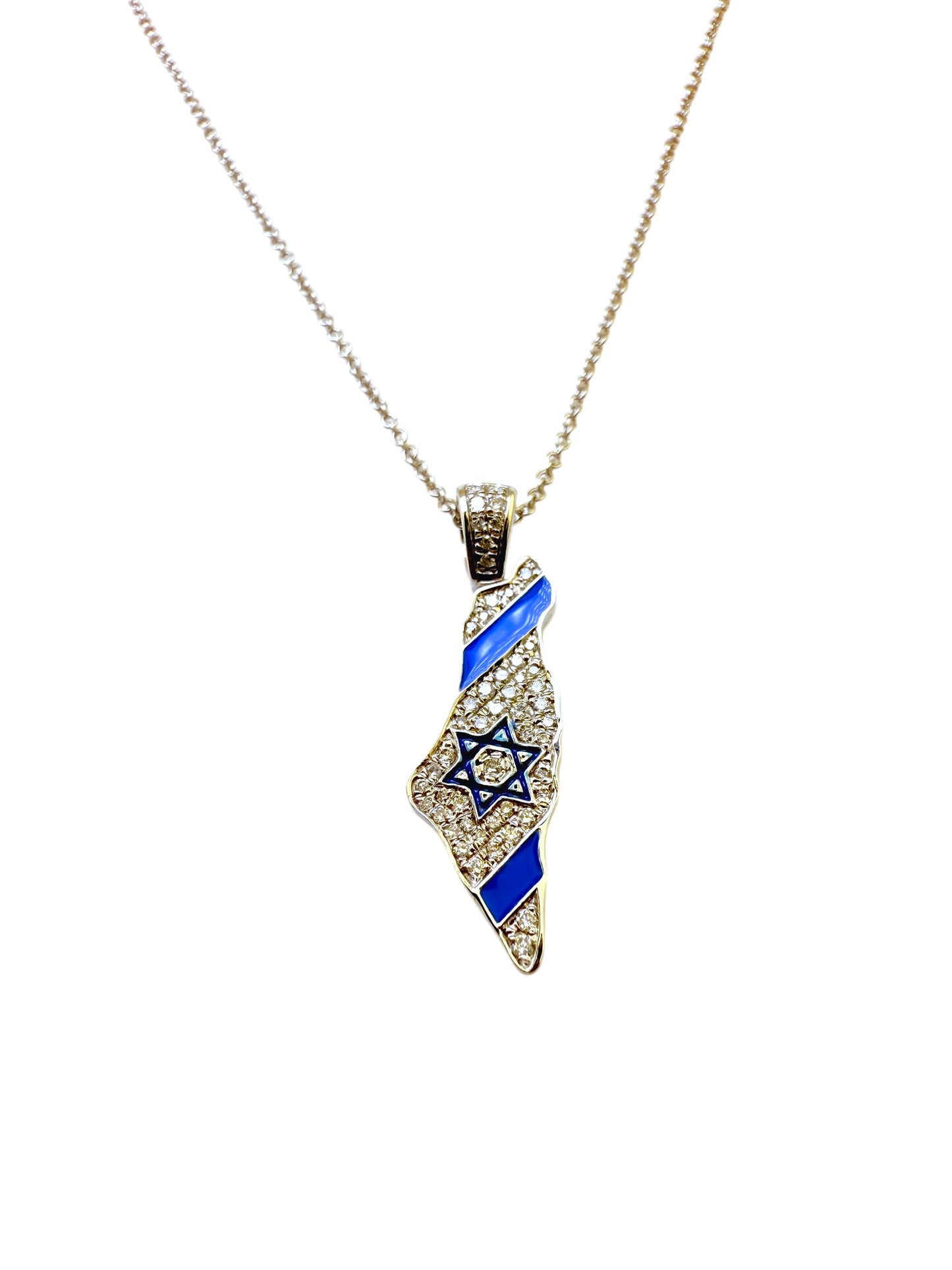 14KT Israel Map Pendant with Diamonds