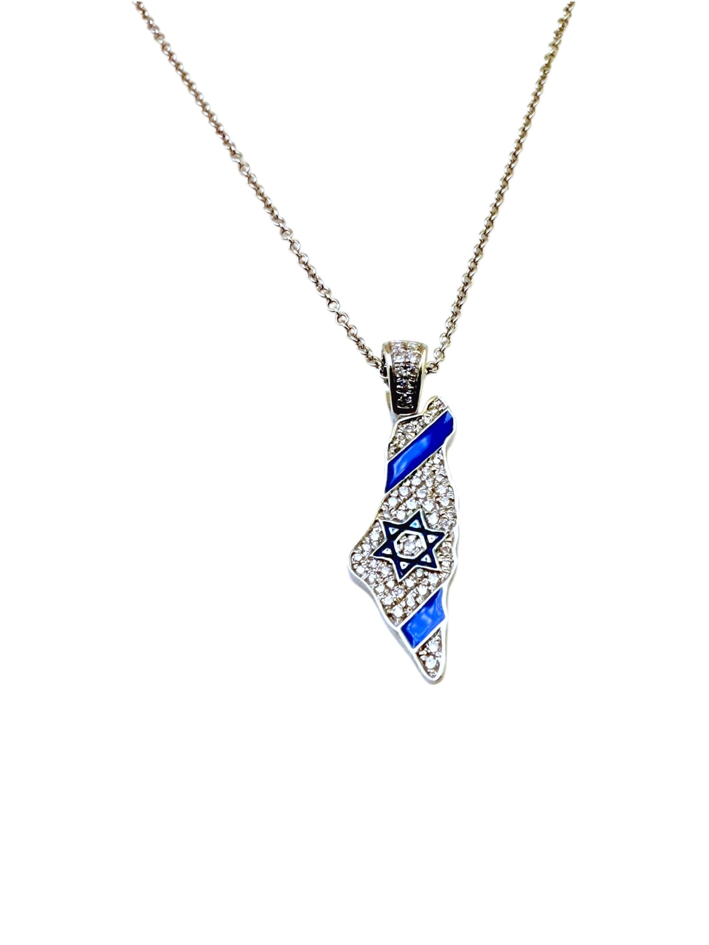 14KT Israel Map Pendant with Diamonds