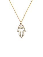 Load image into Gallery viewer, 14KT Diamond Hamsa Pendant Necklace