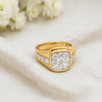 Load image into Gallery viewer, 14KT Yellow Gold Cushion Cluster Ring with Round Brilliant-Cut Diamonds