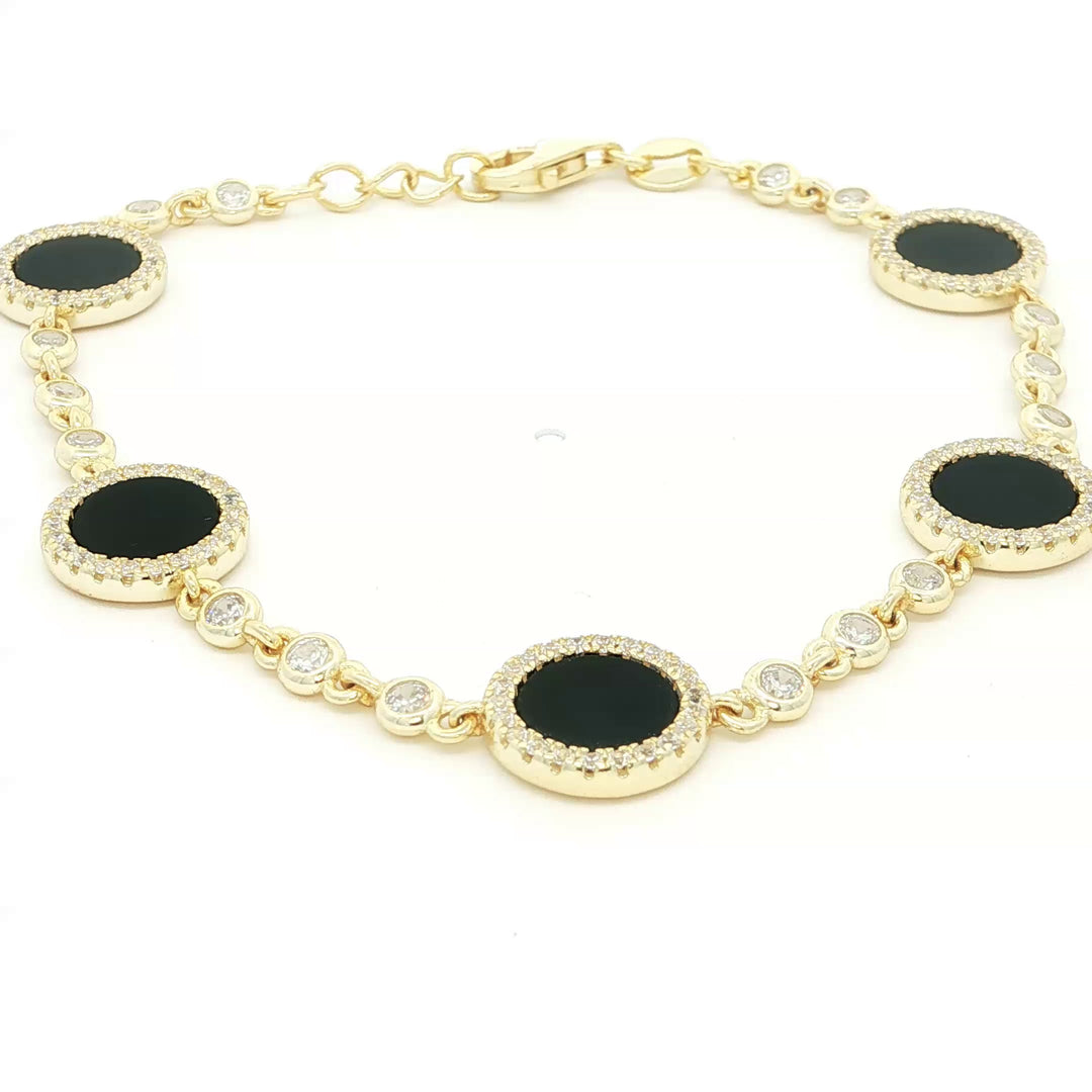 Gold-Plated Sterling Silver Eclipse Bracelet – Turquoise or Black