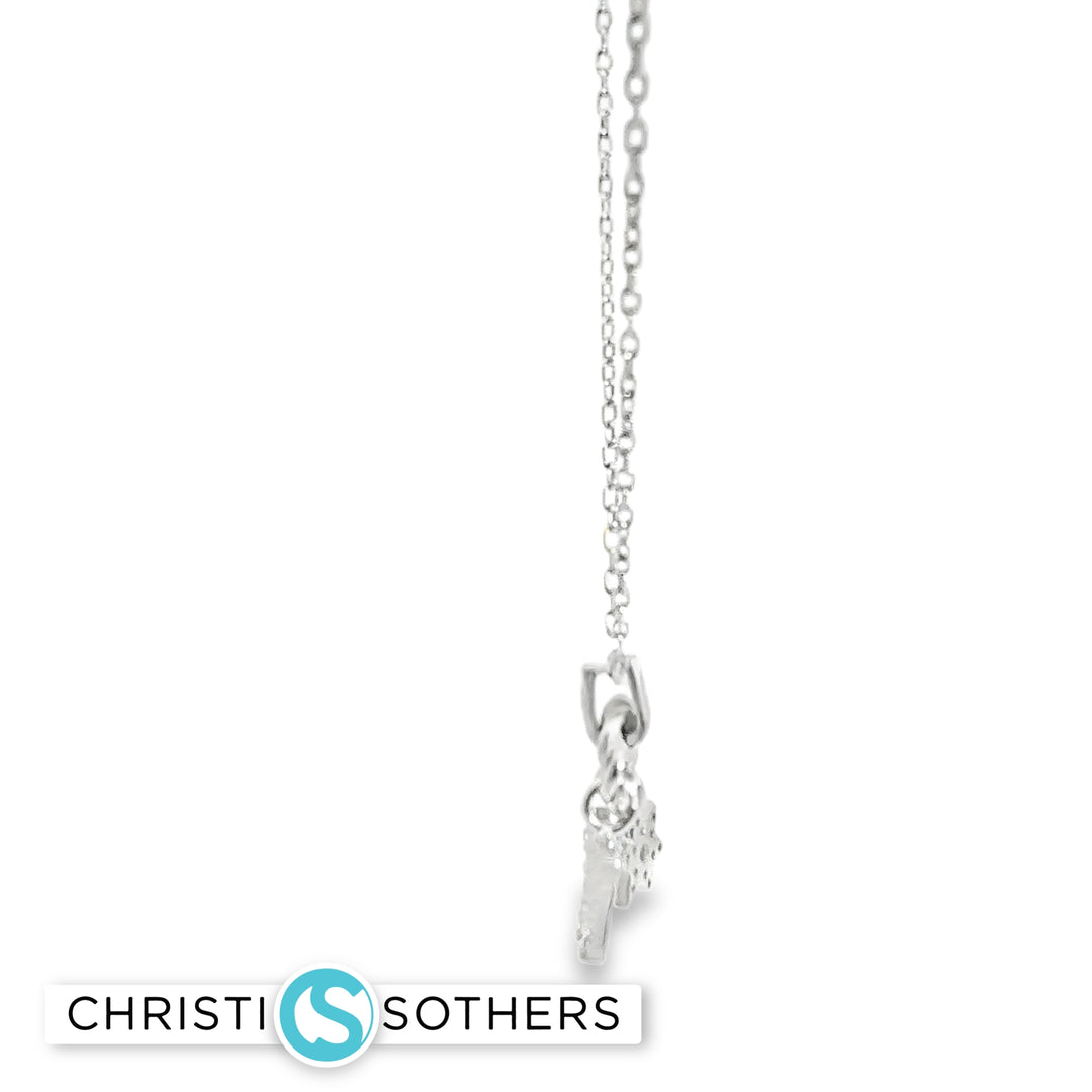 Star/Chai Charm Necklace with Round Cut CZs