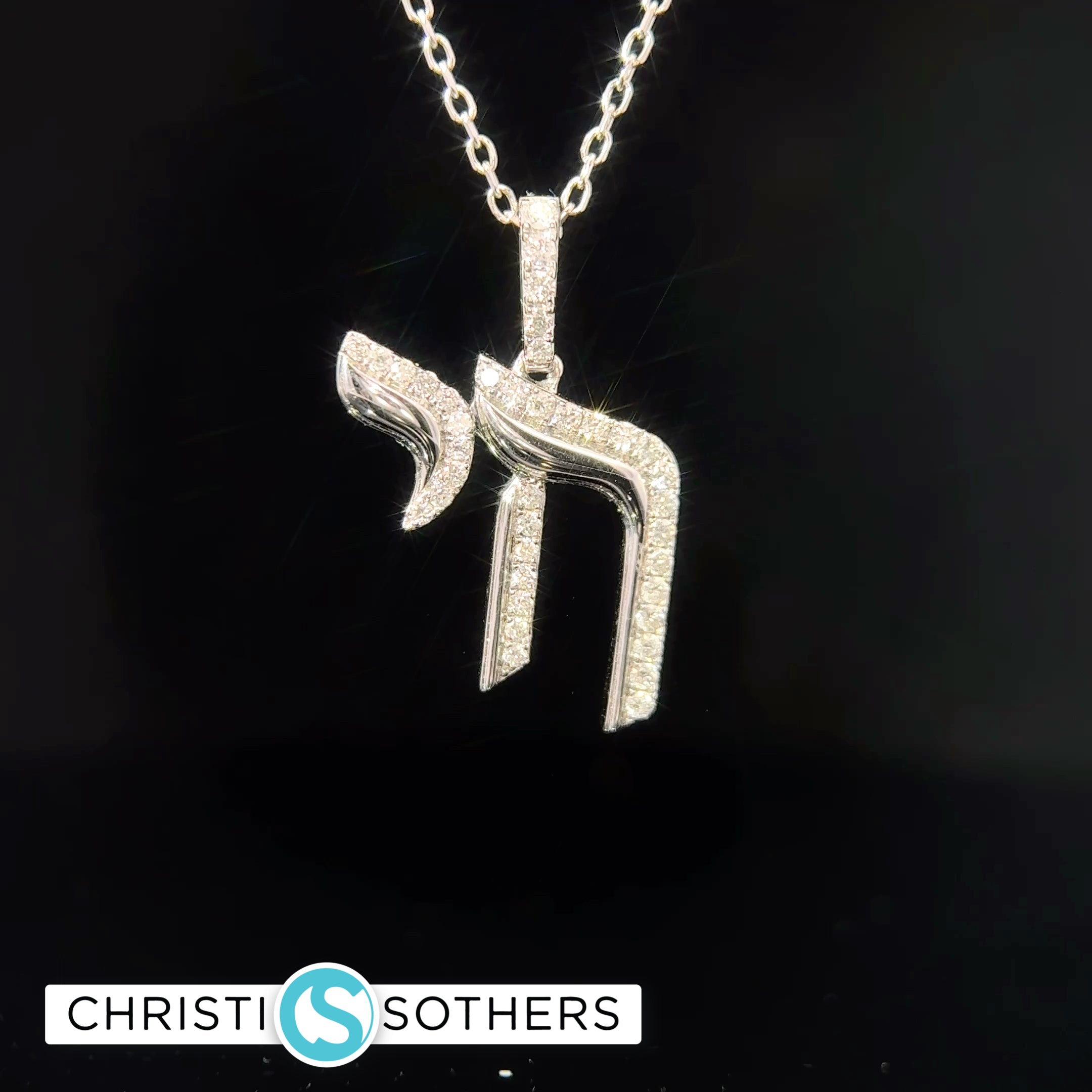 14K Yellow Gold Chai Pendant Necklace with Diamonds