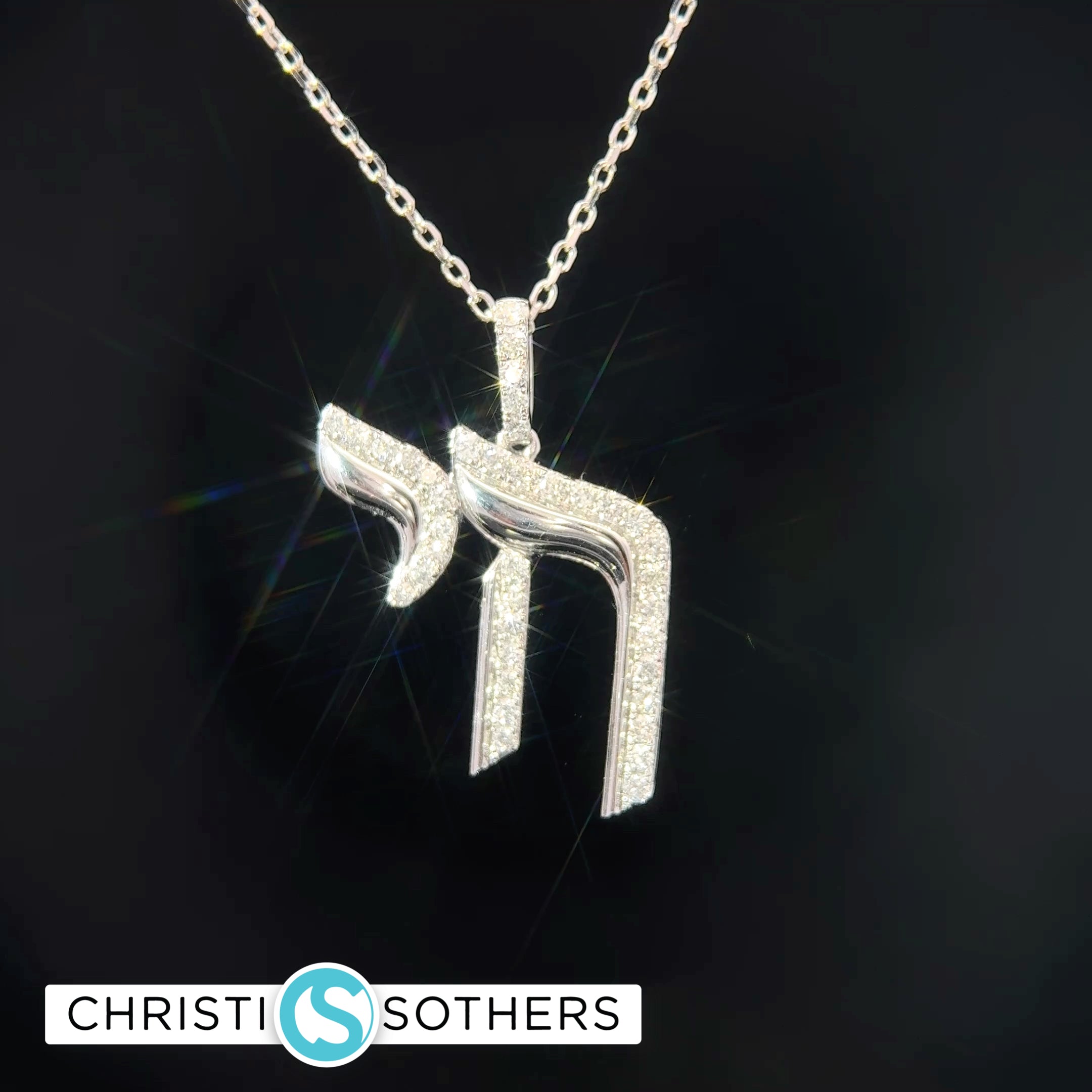 14K Yellow Gold Chai Pendant Necklace with Diamonds
