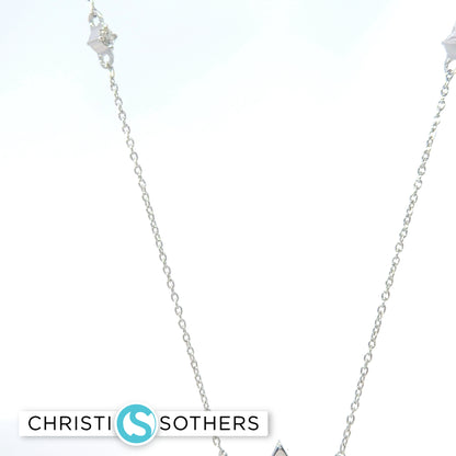14KT Gold Magen David with Studded Chain