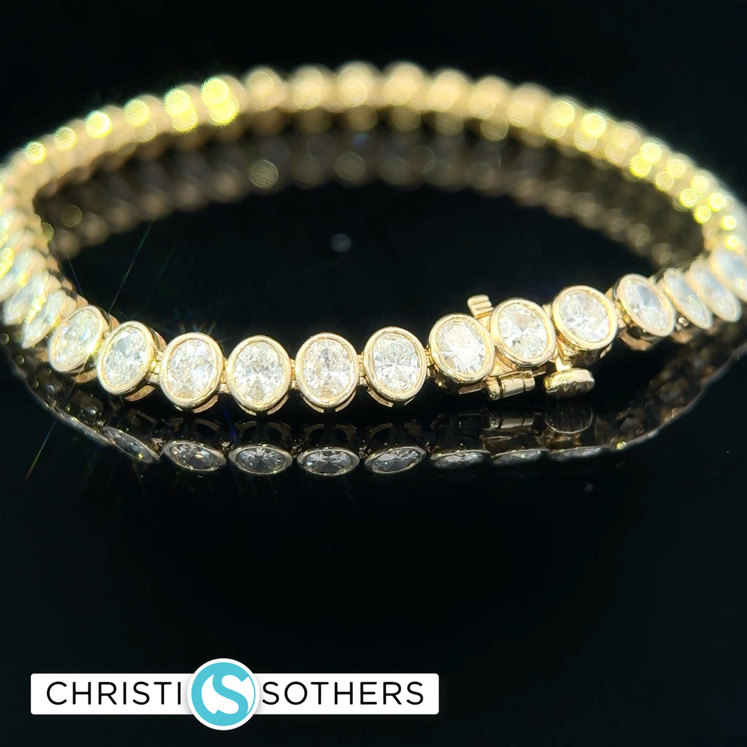 14KT Yellow Gold 5.87ct Lab Oval Diamond Tennis Bracelet
