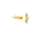 Load image into Gallery viewer, 18KT Yellow Gold Emerald &amp; Diamond Star-Clover Stud Earrings
