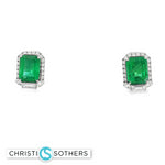 Load image into Gallery viewer, 18KT White Gold Emerald-Cut Emerald &amp; Diamond Drop Earrings (4.90 cttw emeralds)
