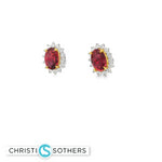 Load image into Gallery viewer, 18KT Two-Tone Ruby &amp; Diamond Sunburst Stud Earrings (2.10 cttw rubies, 0.51 cttw diamonds)
