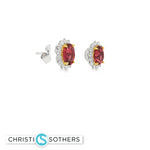 Load image into Gallery viewer, 18KT Two-Tone Ruby &amp; Diamond Sunburst Stud Earrings (2.10 cttw rubies, 0.51 cttw diamonds)
