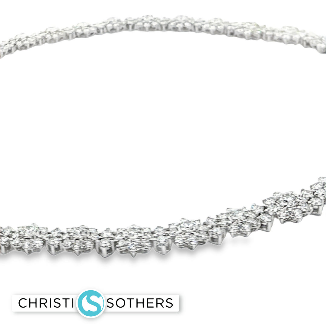 18KT White Gold Diamond Graduated Choker Necklace (20.56 cttw diamonds)