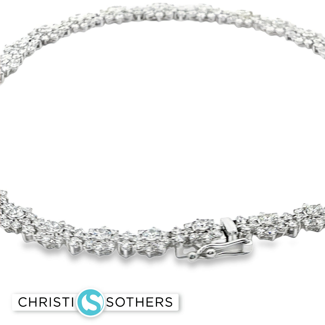 18KT White Gold Diamond Graduated Choker Necklace (20.56 cttw diamonds)