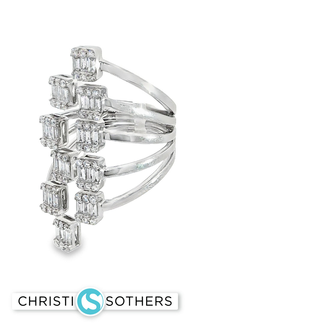 18KT White Gold Diamond Piano Ring (1.26 cttw diamonds)