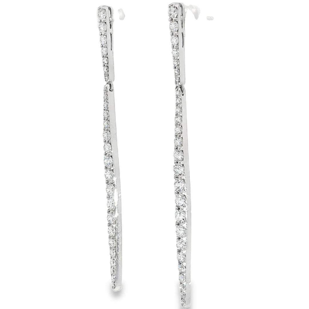 18KT White Gold Diamond Long Bar Earrings (1.55 cttw diamonds)