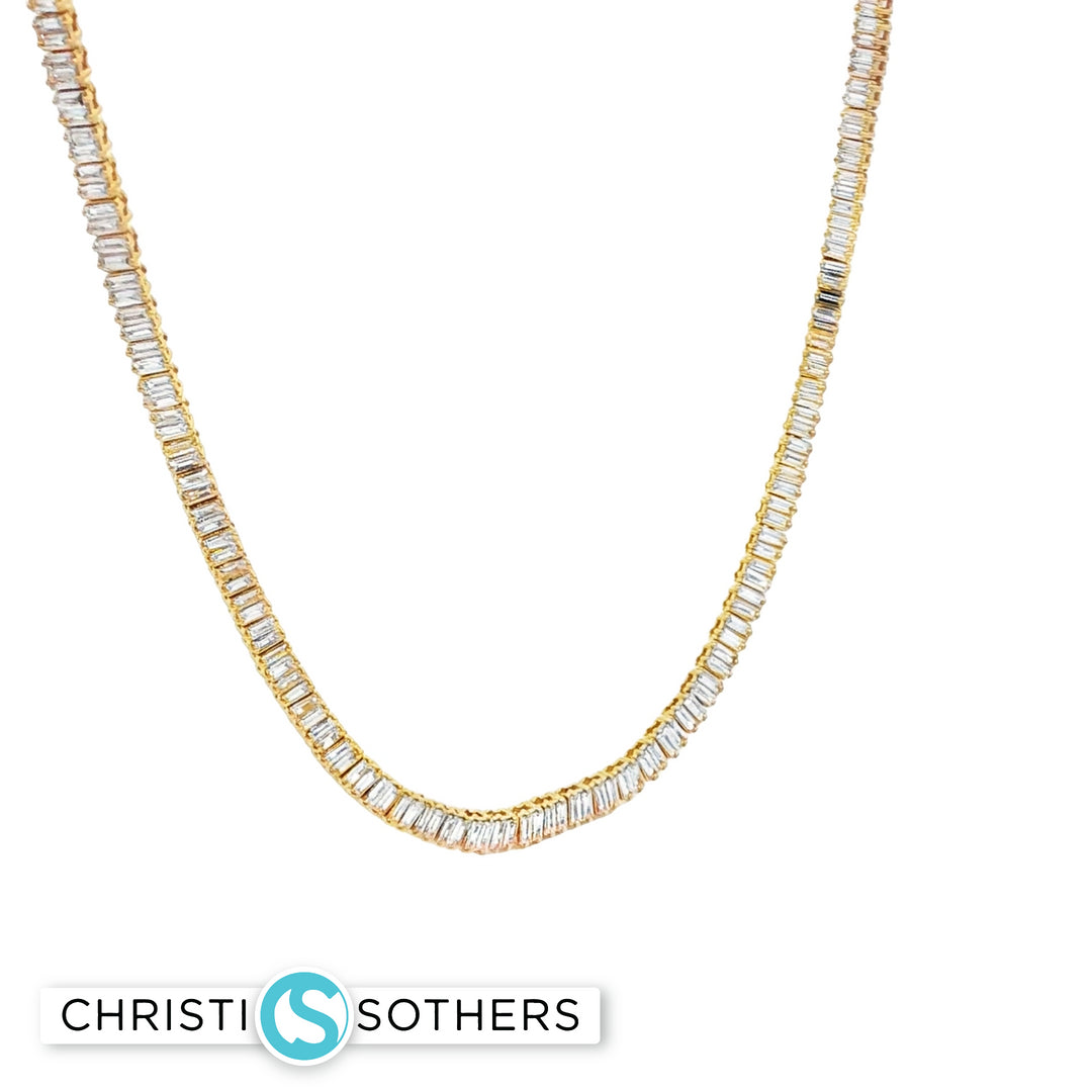 18KT Yellow Gold Diamond Tennis Necklace (2.42 cttw diamonds)