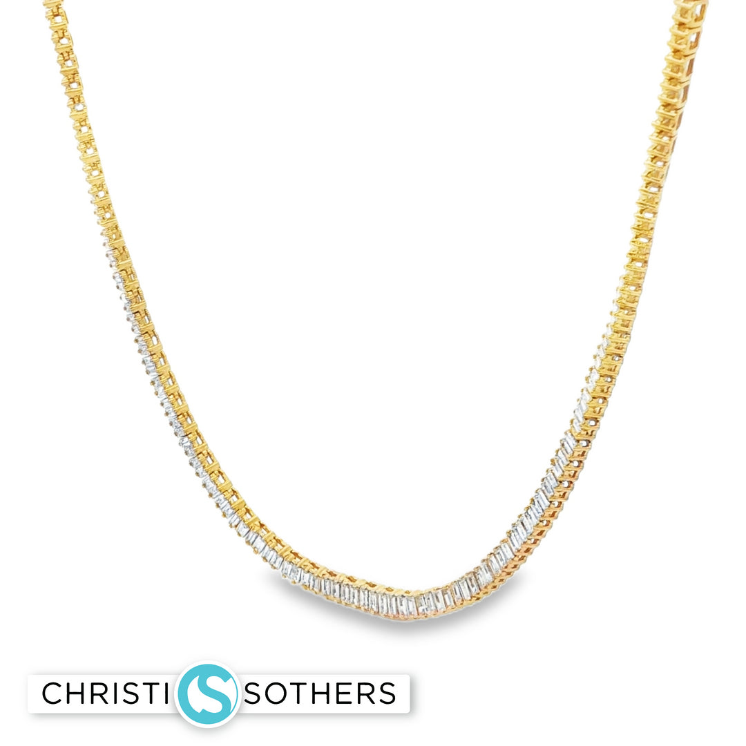18KT Yellow Gold Diamond Tennis Necklace (2.42 cttw diamonds)