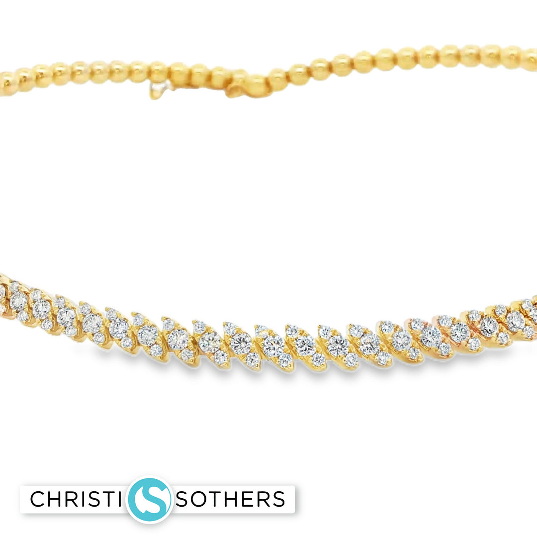 18KT Yellow Gold Diamond Bead Marquise Choker Necklace (2.72 cttw diamonds)