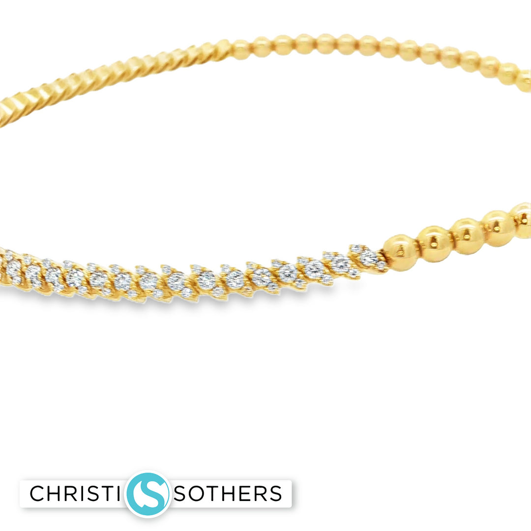 18KT Yellow Gold Diamond Bead Marquise Choker Necklace (2.72 cttw diamonds)