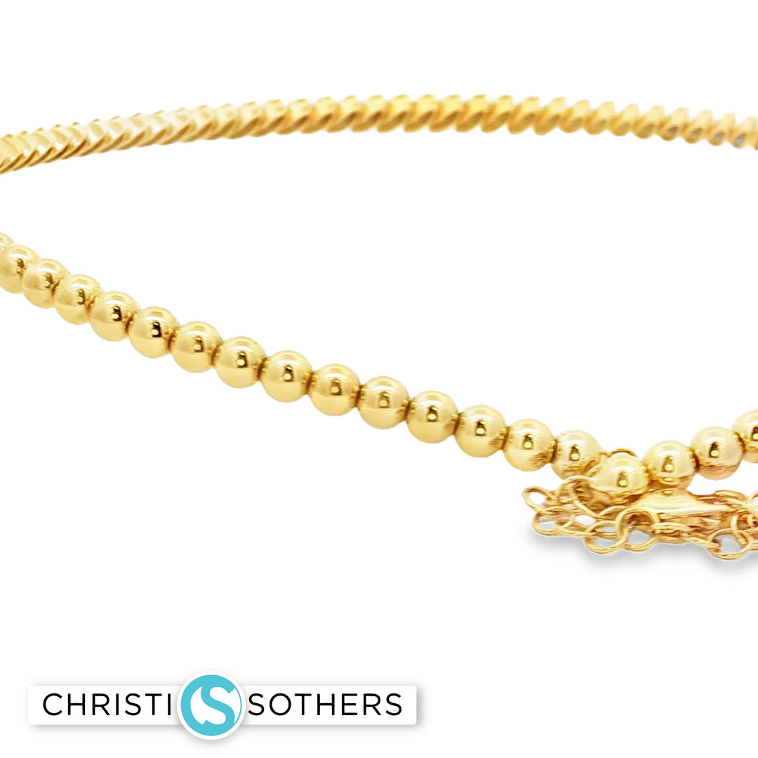18KT Yellow Gold Diamond Bead Marquise Choker Necklace (2.72 cttw diamonds)