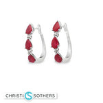 Load image into Gallery viewer, 18KT White Gold Ruby &amp; Diamond Hoop Earrings
