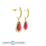Load image into Gallery viewer, 14KT Yellow Gold Ruby &amp; Diamond Drop Earrings

