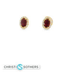 Load image into Gallery viewer, 18KT Yellow Gold Ruby &amp; Diamond Pushback Studs
