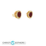 Load image into Gallery viewer, 18KT Yellow Gold Ruby &amp; Diamond Pushback Studs
