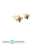Load image into Gallery viewer, 18KT Yellow Gold Sapphire, Diamond &amp; Ruby Beetle Pushback Studs
