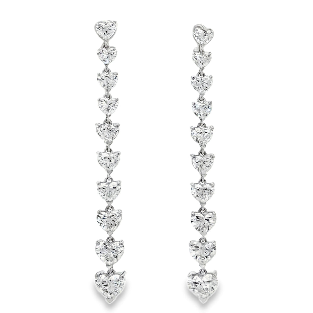 18KT White Gold Heart-Shaped Diamond Dangle Earrings (4.63 cttw)