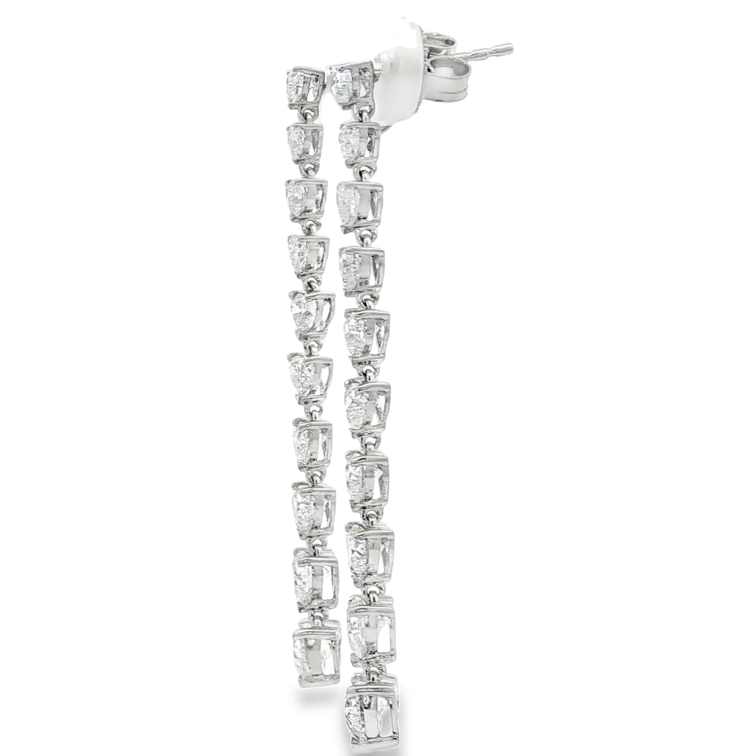 18KT White Gold Heart-Shaped Diamond Dangle Earrings (4.63 cttw)