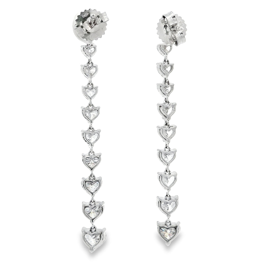 18KT White Gold Heart-Shaped Diamond Dangle Earrings (4.63 cttw)