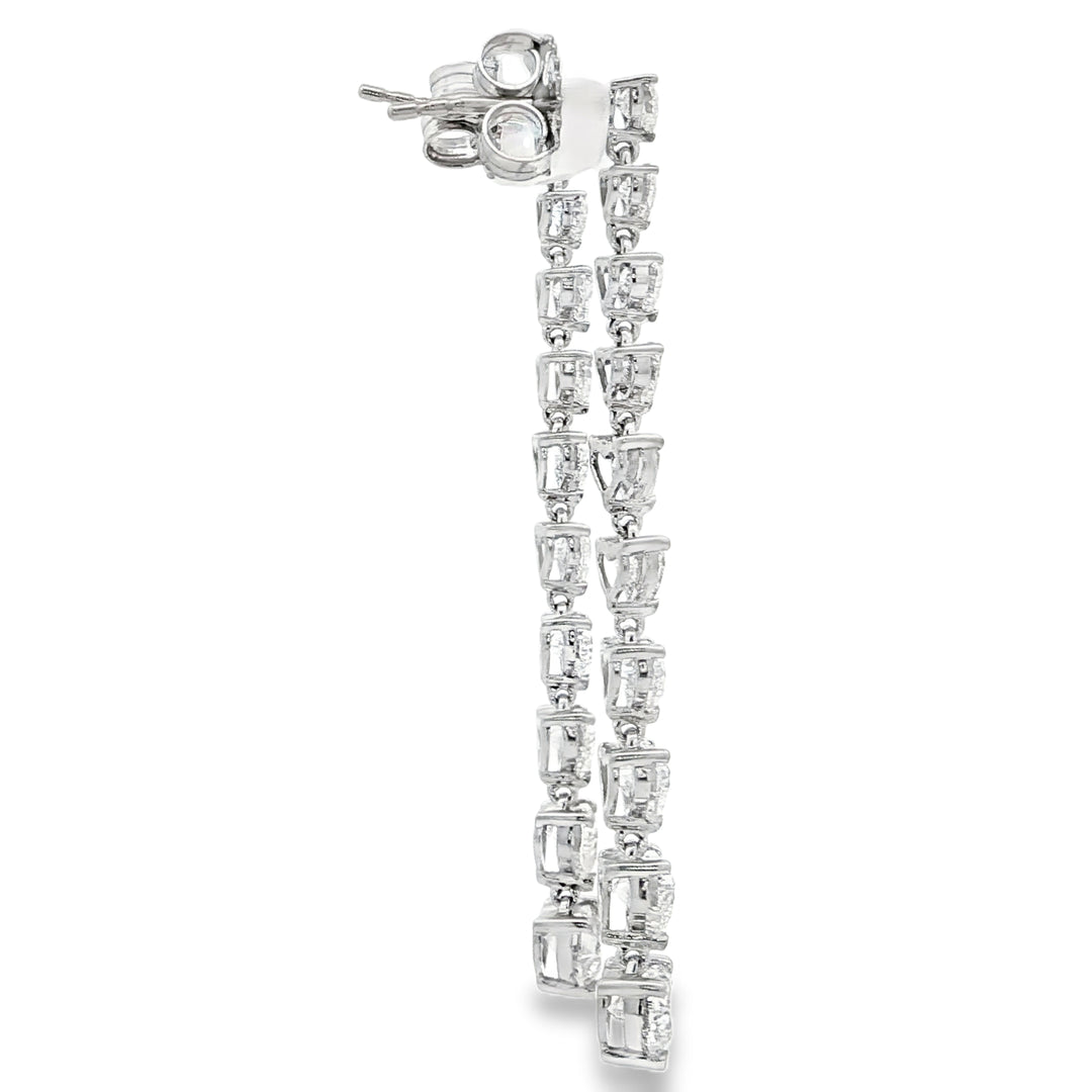 18KT White Gold Heart-Shaped Diamond Dangle Earrings (4.63 cttw)