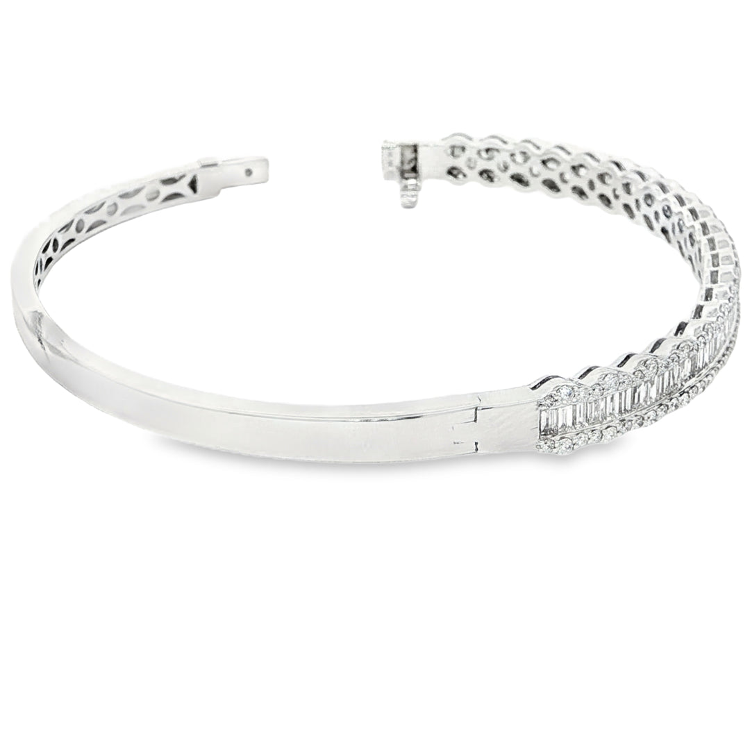 14KT White Gold Diamond Baguette Bangle (2.42 cttw diamonds)