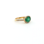Load image into Gallery viewer, 18KT Yellow Gold Emerald &amp; Diamond Ring
