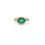 Load image into Gallery viewer, 18KT Yellow Gold Emerald &amp; Diamond Ring

