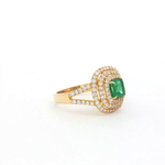 Load image into Gallery viewer, 18KT Yellow Gold Princess Emerald &amp; Diamond Ring
